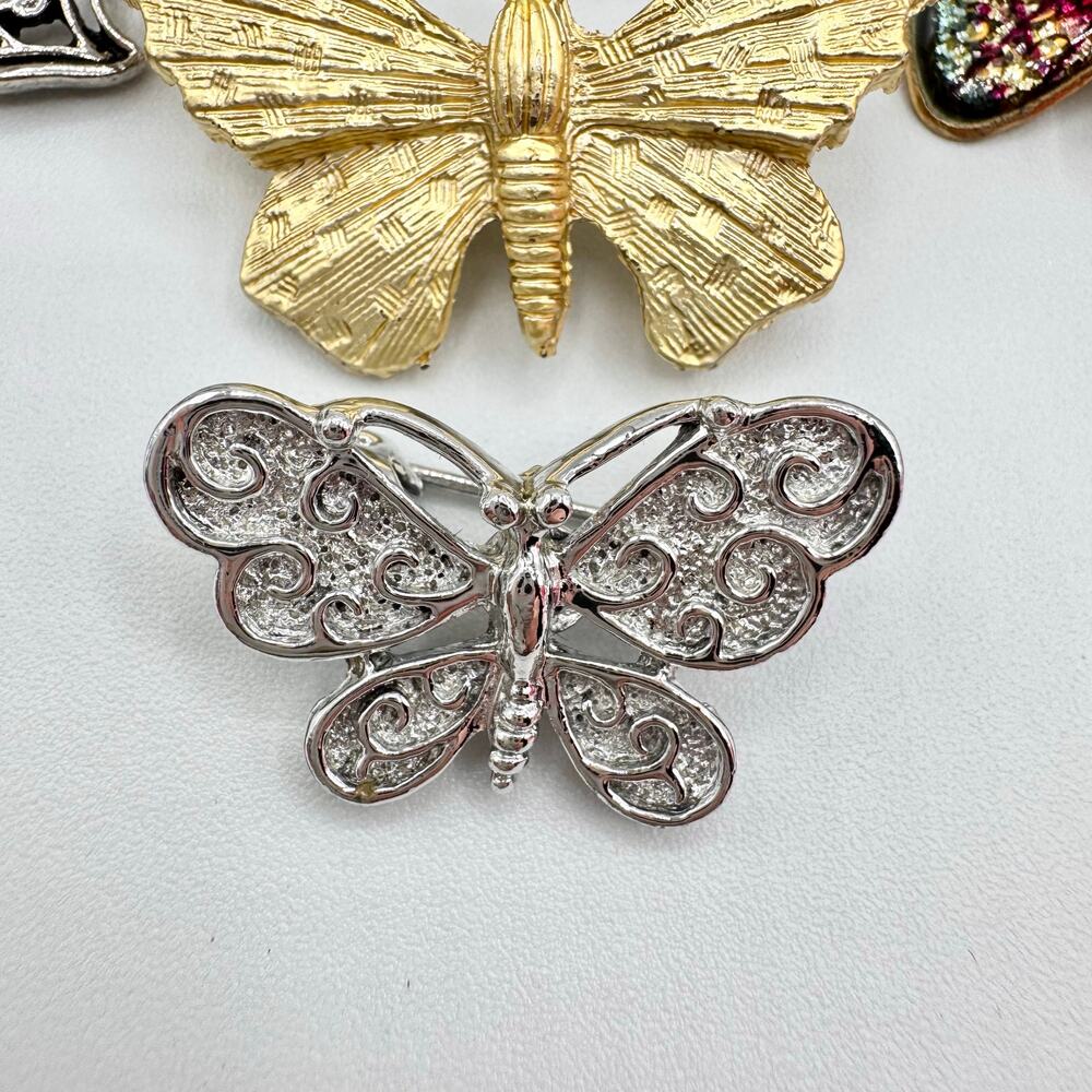 5 Piece Vintage Butterfly Brooch Lot Fairycore Insect Bug Spring Summer Garden - Picture 7 of 12
